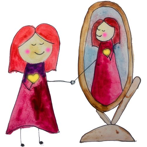 Doodle Healing Logo Loving the person in the mirror